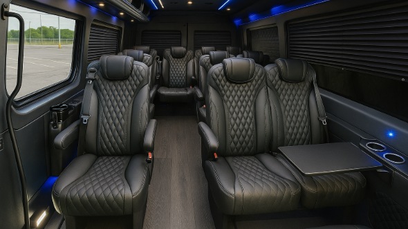 Interior of Charter Bus Company Milwaukee's 15 Passenger Mini Bus in Milwaukee