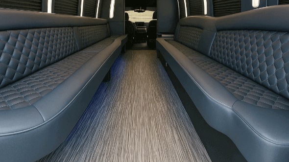Interior of Charter Bus Company Oshkosh's 20 Passenger Party Bus in Oshkosh
