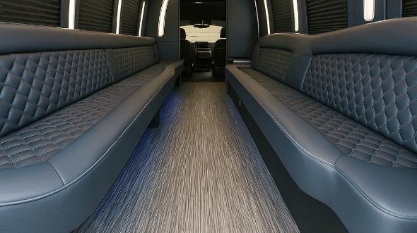 Interior of Charter Bus Company Waukesha's 25 Passenger Party Bus in Waukesha
