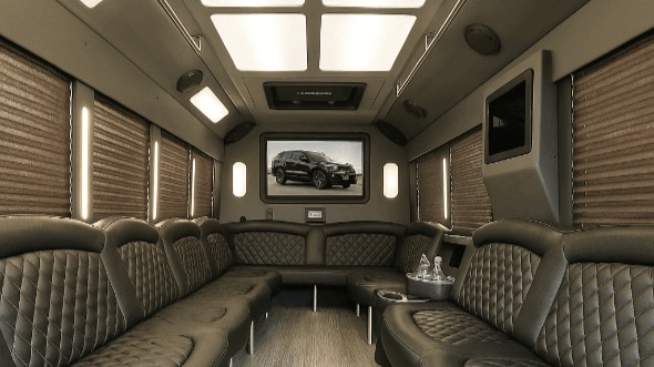 Interior of Charter Bus Company Kenosha's 28 Passenger Party Bus in Kenosha