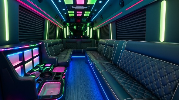 Interior of Charter Bus Company Oshkosh's 28 Passenger Party Bus in Oshkosh