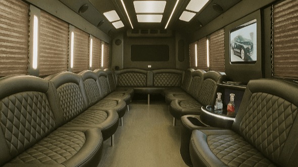 Interior of Charter Bus Company Gary's 30 Passenger Party Bus in Gary