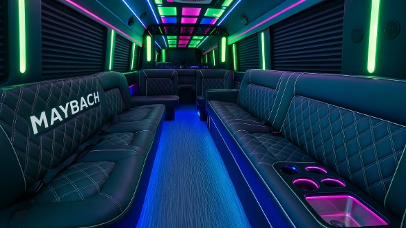 Interior of Charter Bus Company Oshkosh's 50 Passenger Party Bus in Oshkosh